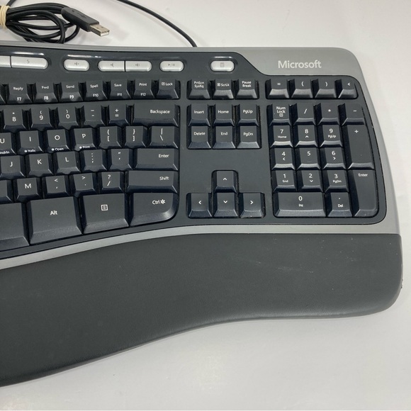 Microsoft Natural Ergonomic USB Wired Keyboard 4000 V1.0 Black KU-0462 TESTED - Picture 3 of 11